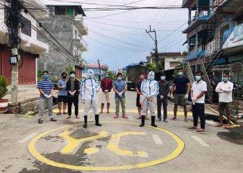 यलम्बर क्लब समाजद्धारा तरहरामा सेनिटाइज