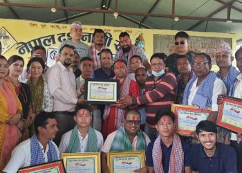 प्रेस युनियन बराहक्षेत्रद्वारा निर्वाचित पदाधिकारीलाई सम्मान