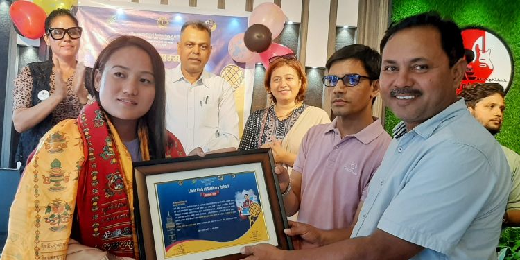 नवौं राष्ट्रिय खेलकुदमा स्वर्ण पदक विजेता तरहराकी कन्याम लिम्बूलाई लायन्सद्वारा सम्मान