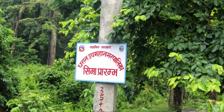 इटहरीको पानीपियामा धरानले फेरी राख्यो सीमा प्रारम्भको बोर्ड