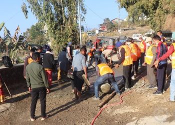 भोजपुरको पुरानो बसपार्क क्षेत्रको सडक मर्मत