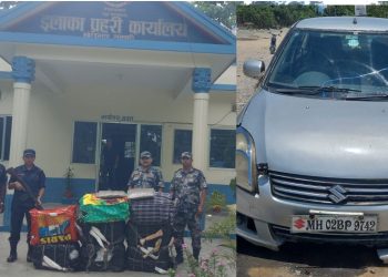 सुनसरीमा १६२ केजी गाँजासहित भारतीय नम्बर प्लेटको कार बरामद