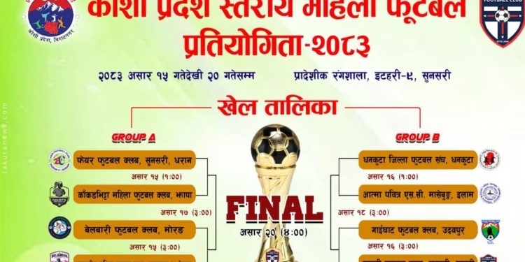 महिला फुटबललाई गति दिन इटहरीमा प्रदेशस्तरीय गोल्डकप