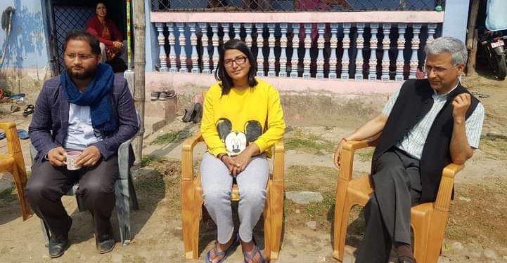 सदीक्षालाई भेट्न उर्लाबारीमा रवीन्द्र मिश्र र मिलन पाण्डे