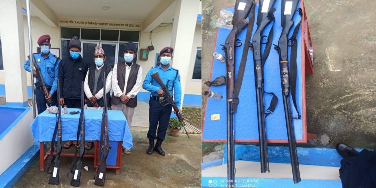 भरुवा बन्दुक सहित वडा सदस्य र अन्य  २ जना प्रकाउ