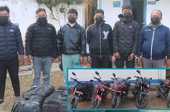 भेडेटारमा गोली फायर गरी गाँजा बोकेको पाँच वटा मोटरसाइकलसहित ६ जना पक्राउ