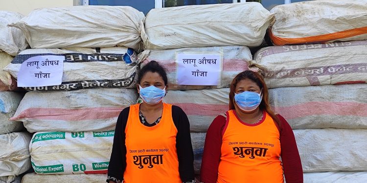 गाँजा ओसारपसारमा संलग्न दुई जना महिला प्रहरी नियन्त्रणमा