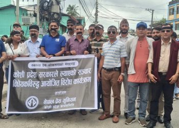 कोशी प्रदेश सरकारले ल्याएको विवादास्पद सञ्चार विधेयकविरूद्ध प्रतीकात्मक विरोध