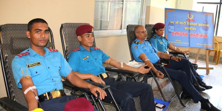 ७० औं प्रहरी दिवसको अवसरमा विराटनगरमा रक्तदान कार्यक्रम