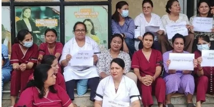 कोशी अस्पतालका नर्सहरू आन्दोलित