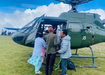 भोजपुरबाट सुत्केरी र शिशुको हेलिकप्टरमार्फत् उद्धार
