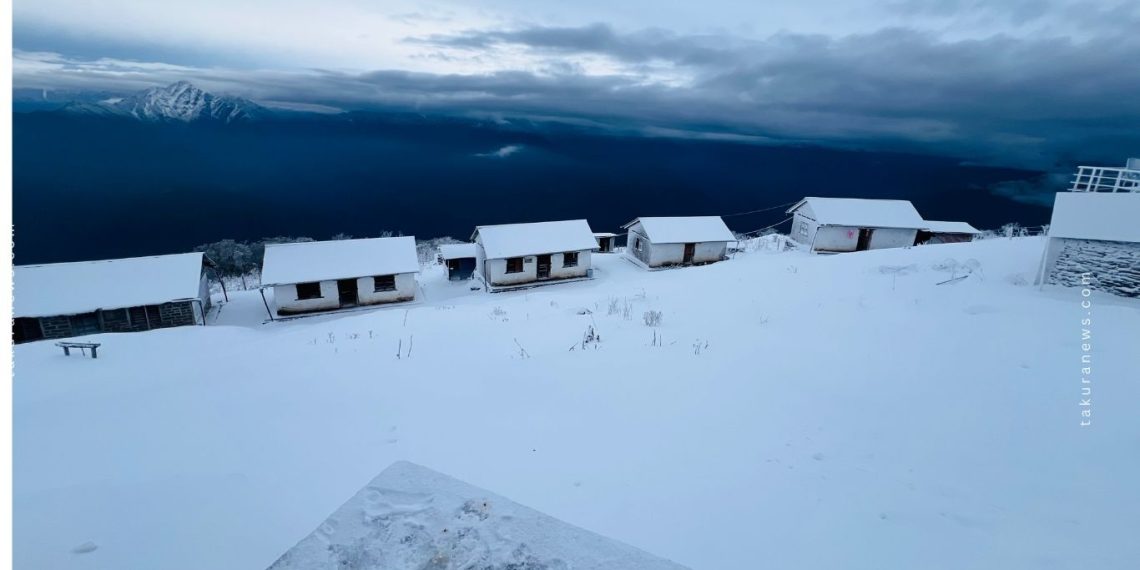 हिमपातपछि देखिएको पाथीभरा मन्दिर क्षेत्रको दृश्य (फोटो फिचर)