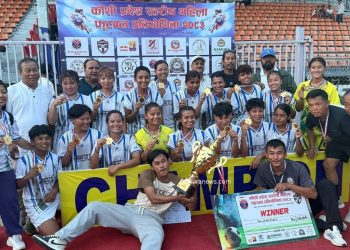 इन्जुरी समयमा समीक्षाको निर्णायक गोल, धरानलाई कोशी प्रदेश महिला फुटबल प्रतियोगिताको उपाधि
