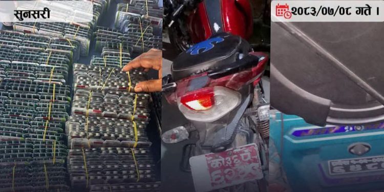 इटहरीमा लागूऔषध बिक्री–वितरण गरेको आरोपमा तीन जना पक्राउ, मोटरसाइकल र सफारी बरामद